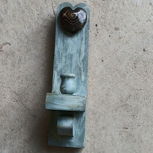 Vintage Wooden Wall Candle Stick Holder Heart Cottagecore